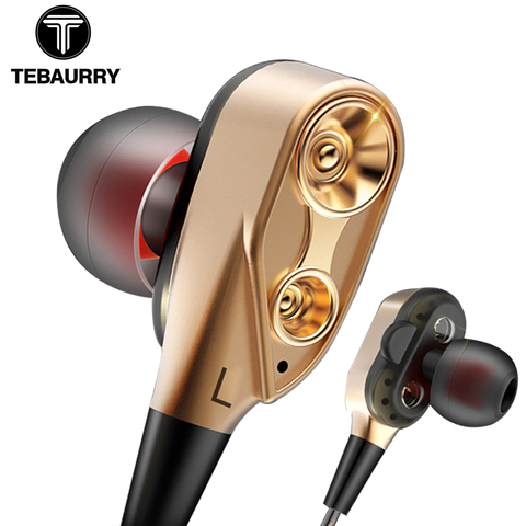 TEBAURRY Double unité lecteur dans l'oreille écouteur basse Subwoofer écouteur pour téléphone DJ mp3 Sport écouteurs casque écouteurs auriculares ► Photo 1/6