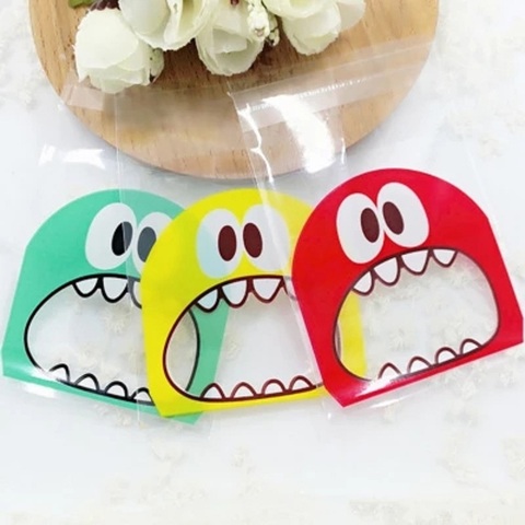 50 pièces mignon dessin animé monstre Cookie & Candy auto-adhésif sacs en plastique pour Biscuits Snack emballage de cuisson fournitures décor de noël ► Photo 1/6