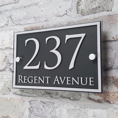 Personnalisé acrylique numéro de maison porte signe appartement adresse de rue effet verre vinyle autocollant ► Photo 1/4