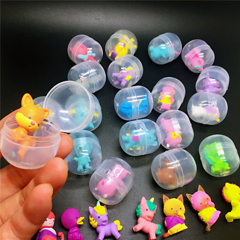 Capsules de boules de couleur en plastique de 30x35mm de diamètre, 10 pièces/lot, jouets avec intérieur, mini poupées, mélange aléatoire pour distributeur automatique ► Photo 1/1