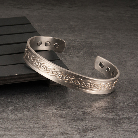 Vinterly – Bracelets Viking en cuivre pur pour hommes, manchette réglable, Bracelet d'énergie magnétique pour l'arthrite ► Photo 1/6
