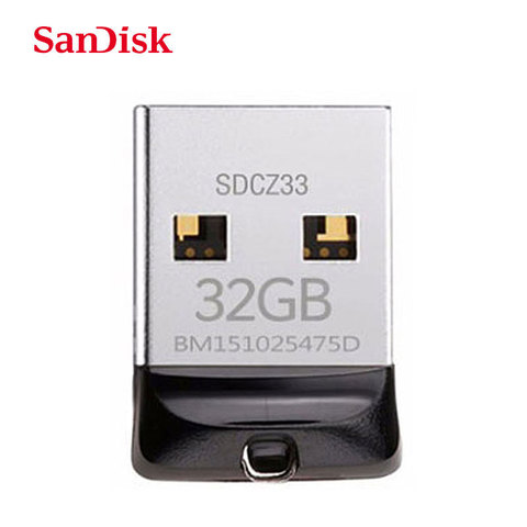 SanDisk Cruzer Fit CZ33 Super mini USB Flash Drive 64 GB USB 2.0 sandisk pen drive 32 GB memory stick Pen Drives 16 GB U disque ► Photo 1/6
