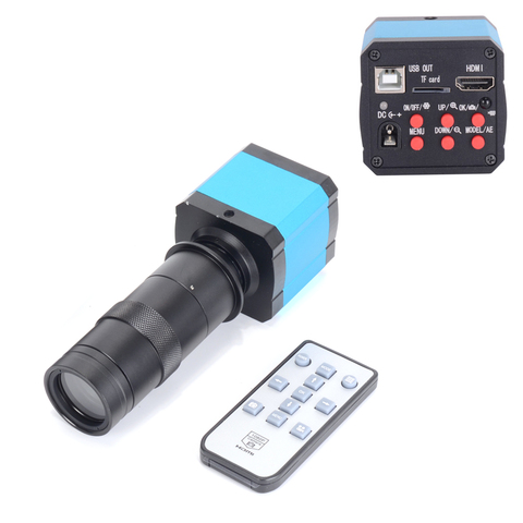 Microscope vidéo industriel avec caméra HDMI USB HD 14mp, sortie vidéo 1080p 60Hz avec objectif 100X c-mount pour la réparation des téléphones et des PCB ► Photo 1/6