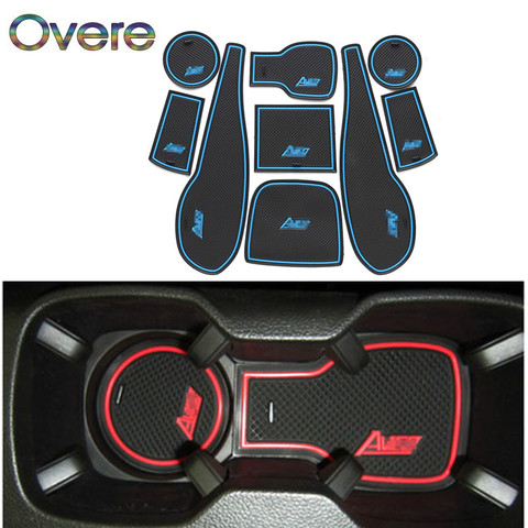 OVERE – tapis intérieur de voiture 11 pièces, tapis de tasse, fente de porte, tapis de boîte de rangement, autocollants pour Chevy Chevrolet AVEO accessoires 2011 – 2014 ► Photo 1/6