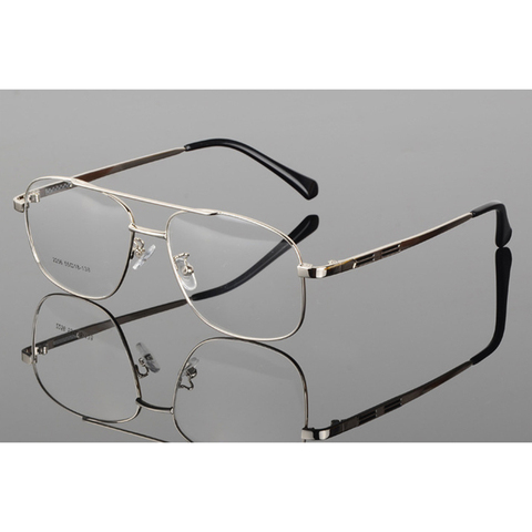 Lunettes rétro en métal pour hommes, grand cadre, lunettes de pilote, Double faisceau, monture en verre Transparent, montures de lunettes H5 ► Photo 1/6