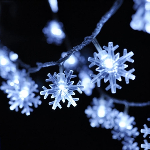 Guirlande lumineuse flocon de neige à LED, 2/5/10M, pour arbre de noël, nouvel an, saint-valentin, décoration, batterie USB ► Photo 1/6