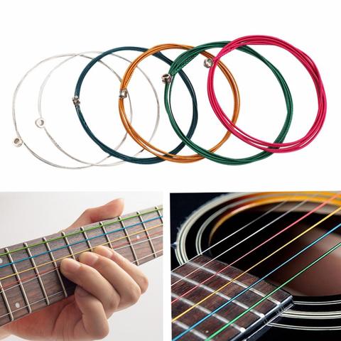 Ensemble de 6 cordes universelles avec noyau en acier, cordes E-A colorées pour Instrument Musical, pièces de guitare ► Photo 1/6