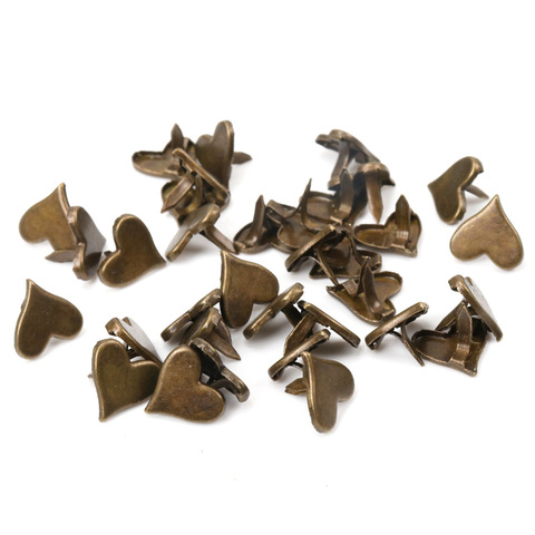 Baguettes de fixation en Bronze cœur pour chaussures et décorations, Scrapbooking, artisanat en métal, 50 pièces de 11x10mm, CP1514-FD ► Photo 1/6