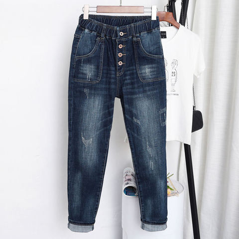 Jean Vintage taille haute pour Femme, pantalon sarouel ample en Denim, style Boyfriend, Streetwear, grande taille 5XL, Z31 ► Photo 1/6