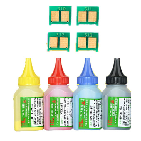 4 pcs CE310A-CE313A 310a Couleur Poudre De Toner et 4 pcs puce Pour HP Laserjet Pro CP1025 CP1025NW MFP M175A M275 M275NW CP1026nw ► Photo 1/1