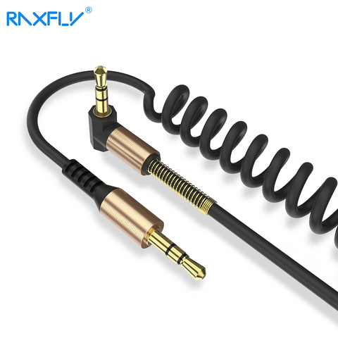 RAXFLY – câble Aux Jack mâle à mâle de 3.5mm, câble Audio stéréo à ressort télescopique de 1.8M, pour téléphone, ordinateur et Home cinéma ► Photo 1/6