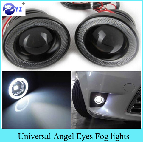 Phares LED antibrouillard de voiture, ensemble 2,5, 3, 3,5 pouces, 64, 76, 89 mm, COB Angel Eyes, feux universel DRL ► Photo 1/6