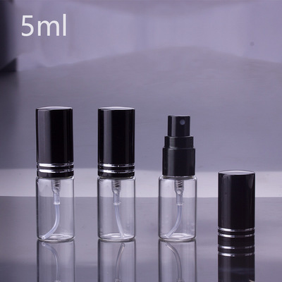 Flacon de parfum en verre noir Portable avec atomiseur, contenant cosmétique vide pour voyage, 5ml 10ml 15ml, 100 pièces/lot ► Photo 1/5