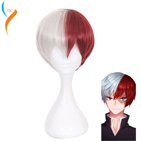 Perruque de Cosplay blanche et rouge + bonnet de perruque, Anime My Hero Academia Boku no Hiro Akademia Shoto Todoroki Shouto ► Photo 1/6