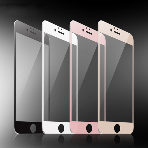 Noir Blanc Rose Or 9H Couverture Complète En Verre Trempé Protecteur D'écran pour iPhone 6 6s 7 8 Plus SE 2022 X XR XS 11 12 mini Pro Max ► Photo 1/6