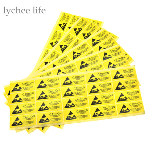 Lychee Life-autocollant d'avertissement 100 pièces, étiquette adhésive, rappel pour dispositif sensible statique ESD, composants électroniques ► Photo 1/6