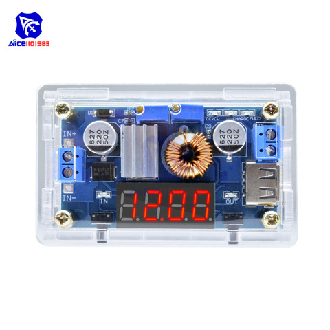 5A CC/CV puissance abaisseur Module de Charge de la batterie pilote de LED USB voltmètre ampèremètre régulateur de tension carte d'alimentation avec boîtier ► Photo 1/6