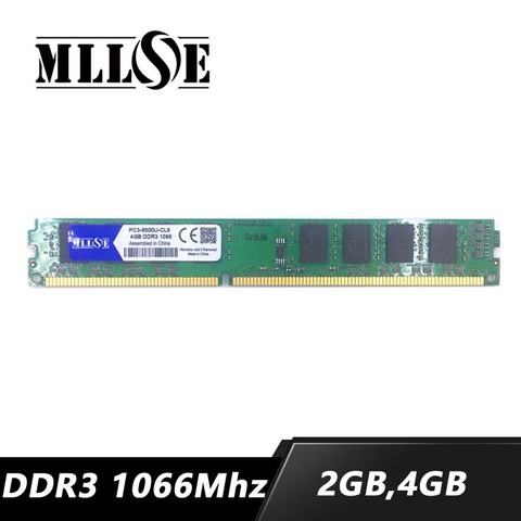 MLLSE Mémoire RAM DDR3 2 GO 4 GO 1066 1066mhz PC3-8500U PC3-8500 ordinateur de bureau PC RAM Mémoire Mémoire DIMM 2G 4G ► Photo 1/5