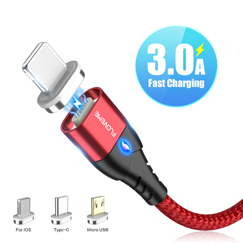 FLOVEME – câble magnétique USB 3A en Nylon tressé, charge rapide, pour iPhone XR XS MAX, 1m ► Photo 1/6