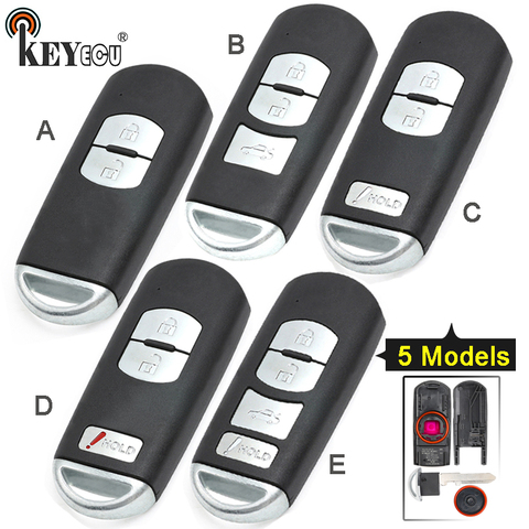 KEYECU pour Mazda 3 6 CX-3 remplacement de CX-5 2/ 3/ 2 + 1/ 4 bouton Smart télécommande voiture clé coque Fob prise rouge avec lame non coupée ► Photo 1/6