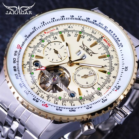 Jaragar aviateur série échelle militaire jaune élégant cadran Tourbillon Design hommes montres haut de gamme montre-bracelet automatique de luxe ► Photo 1/6