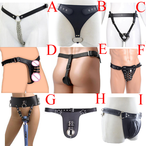 Harnais en cuir avec anneau de coq, ceinture de chasteté masculine de style tanga, sous-vêtements Sexy, jouets sexuels pour adultes, pour hommes ► Photo 1/6