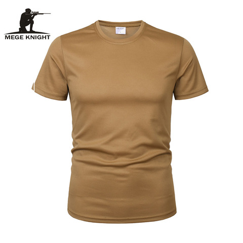 MEGE – vêtements militaires tactiques pour hommes, t-shirt à col rond solide à manches courtes, respirant et décontracté à séchage rapide ► Photo 1/6