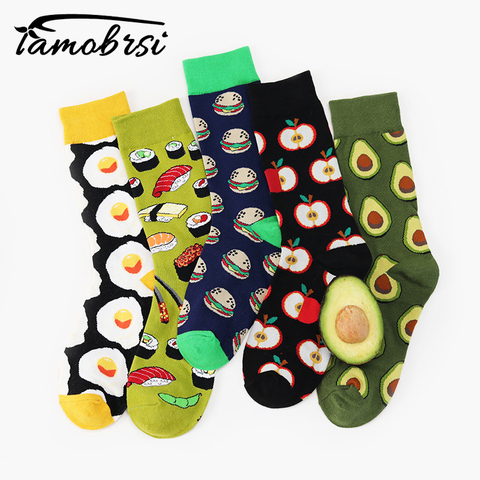 Avocat Omelette Burger Sushi pomme plante fruits nourriture chaussettes courtes drôle coton chaussettes femmes hiver hommes unisexe heureux chaussettes femme ► Photo 1/6