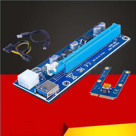 Mini carte PCI Express PCI-E 1x à 16x, adaptateur avec SATA 6 broches, câble USB, pour le minage de Bitcoin, BTC ► Photo 1/6