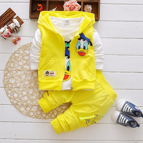 Ensemble de vêtements pour garçons, Donald Duck, T-shirt, gilet, pantalon, costume 3 pièces, Mickey, costume de Sport pour enfants ► Photo 1/6