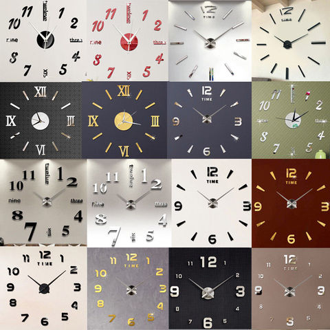 Numérique DIY Horloge Murale Moderne Art Acrylique 3D Miroir Sticker Home Office Décor Unique Cadeau ► Photo 1/6