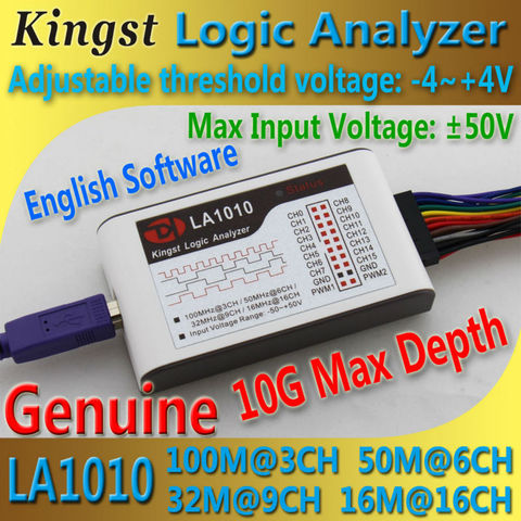 Kingst LA1010 USB Analyseur Logique 100 M taux d'échantillonnage max, 16 Canaux, 10B échantillons, MCU, BRAS, FPGA outil de débogage anglais logiciel ► Photo 1/5