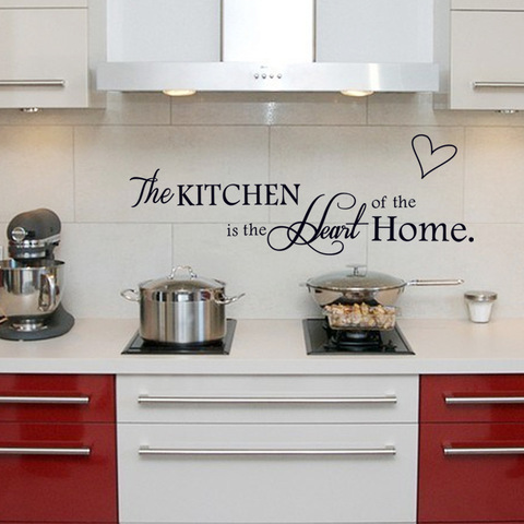 Nouvelle cuisine est coeur de la maison lettre motif autocollant MURAL PVC amovible décor à la maison bricolage mur art MURAL ► Photo 1/6