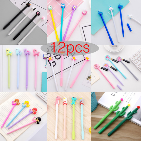 12 pièces pendentif créatif coréen papeterie beignets bonbons Gel stylo 0.38mm étudiant stylos papeterie Kawaii fournitures scolaires outils scolaires ► Photo 1/6