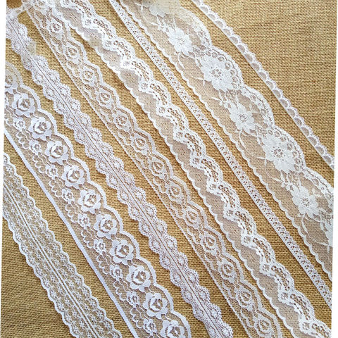 Ruban de garniture en dentelle blanche et noire 10 yards, filet brodé, bandeau de vêtement en tissu, décoration de fête de mariage, cadeau, accessoires de bricolage ► Photo 1/6