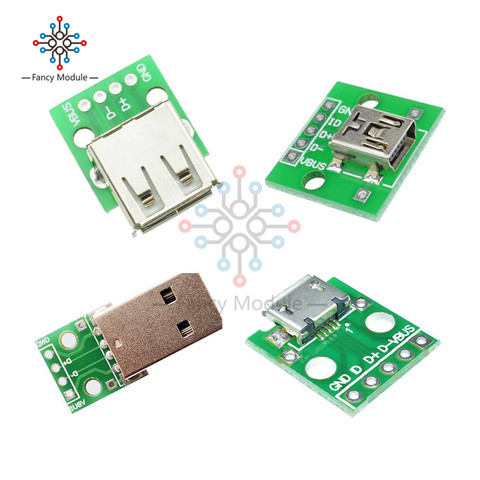 Adaptateur Mini USB à DIP Type A femelle/mâle, convertisseur pour carte PCB 4 broches 2.54mm, alimentation pour connecteur Arduino ► Photo 1/6