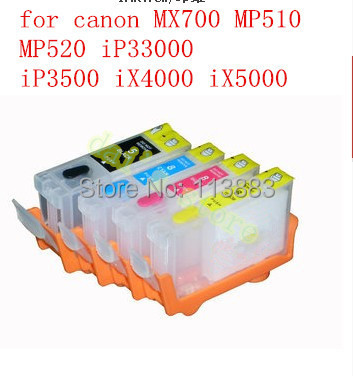 Cartouche d'encre rechargeable, PGI-5BK M, CLI-8C M, pour canon PIXMA MX700, MP510, MP520, iP3300, iP3500, iX4000, iX5000, 4 couleurs, avec puce ► Photo 1/4
