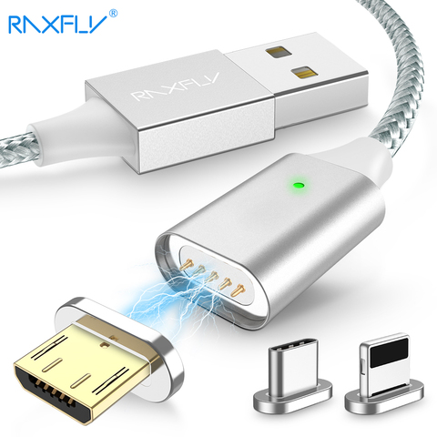 RAXFLY – câble magnétique USB Micro et Type C pour recharge et éclairage, cordon de chargeur aimanté pour iPhone 8, 7 Plus et Xiaomi ► Photo 1/6