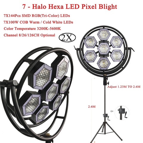 Nouvelles lumières professionnelles de scène à 7 - Halo Hexa LED Pixel Light DMX512, effet d'éclairage de scène maître-esclave LED plat pour DJ Disco ► Photo 1/1