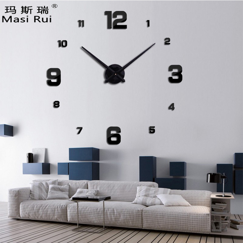 Horloge murale 3d grand format | Autocollant à Quartz précipité, design moderne, pour montres de mode, décor de salon, bricolage, 2022 ► Photo 1/6