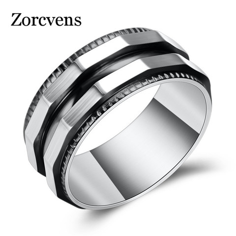 ZORCVENS Cool Punk titane acier hommes anneau pour hommes noir or couleur mâle anneau Punk Style fête bijoux livraison directe ► Photo 1/6