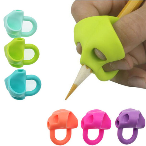 Crayon magique à poignée en Silicone, 3 pièces, aide à l'écriture des débutants, jouets pour bébé, stylo correcteur de Posture à Double pouce, outil d'éducation des élèves ► Photo 1/6