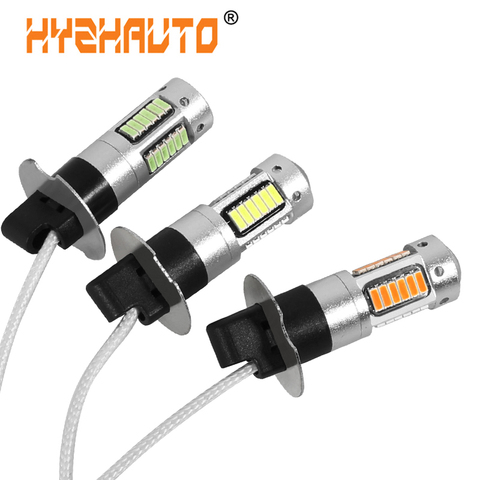 HYZHAUTO – phares antibrouillard pour voiture LED H3, 2 pièces, 4014 SMD, 30 LED, feu de conduite DRL, blanc, jaune, glace, bleu, dc 12v, 6000K ► Photo 1/6