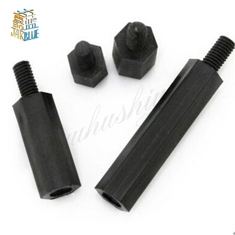 50 pièces M2 * L + 5mm M2.5/M3/M4 * L + 6mm filetage noir espacement vis plastique pour carte mère PCB fixe Nylon entretoise pilier NL16 ► Photo 1/2