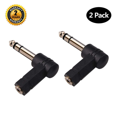 Adaptateur TRS à Angle droit 1/4 pouces vers 3.5mm, convertisseur Audio stéréo 90 degrés pour casque, 6.35mm mâle vers 3.5mm femelle ► Photo 1/3