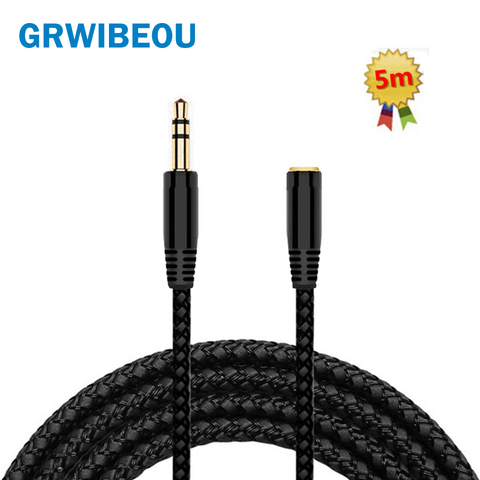 5 m câble d'extension pour casque 3.5mm Jack mâle à femelle câble AUX M/F Audio cordon d'extension stéréo écouteur 3.5mm câble en tissu ► Photo 1/6