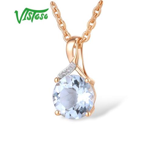 VISTOSO-pendentif en or pour femmes, bijoux fins et délicats, en topaze bleue scintillante, en or Rose 585 ► Photo 1/6