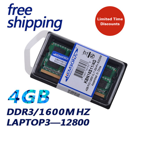 KEMBONA – mémoire de serveur d'ordinateur portable, modèle DDR3, capacité 4 go, fréquence d'horloge 1600MHz, RAM, puces 100% originales, pour Notebook ► Photo 1/1