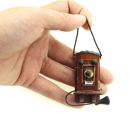 Téléphone mural Miniature Antique, accessoires de maison de poupée de Style Vintage, pour salon, chambre à coucher, cuisine, 1:12 ► Photo 1/6