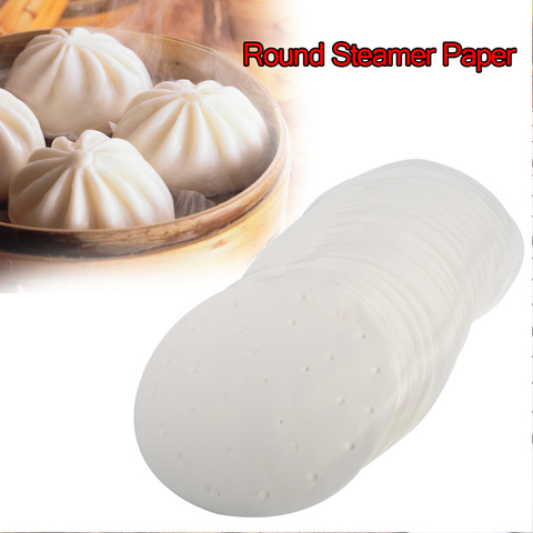 Panier à vapeur en bambou blanc, 50 pièces, 4/6/8/10 pouces, papier de cuisson pour la cuisine, rond antiadhésif, papier Dim Sum sous tapis à vapeur ► Photo 1/6